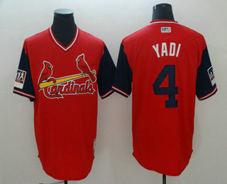 Men's St. Louis Cardinals #4 Yadier Molina Yadi Majestic Red-Navy 2018 Players' Weekend Authentic Jersey