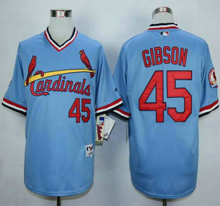 Men's St. Louis Cardinals #45 Bob Gibson Blue 1982 Turn Back The Clock Jersey