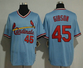 Men's St. Louis Cardinals #45 Bob Gibson Light Blue Majestic Cool Base Cooperstown Collection Player Jersey