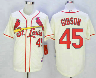 Men's St. Louis Cardinals #45 Bob Gibson Retired Cream Cool Base Baseball Jersey