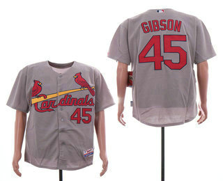 Men's St. Louis Cardinals #45 Bob Gibson Retired Gray Road Stitched MLB Flex Base Jersey