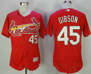 Men's St. Louis Cardinals #45 Bob Gibson Retired Red Stitched MLB Majestic Flex Base Jersey