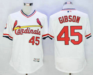 Men's St. Louis Cardinals #45 Bob Gibson Retired White Pullover 2016 Flexbase Majestic Baseball Jersey