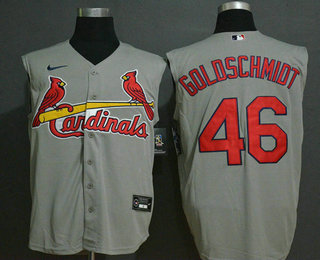 Men's St. Louis Cardinals #46 Paul Goldschmidt Grey 2020 Cool and Refreshing Sleeveless Fan Stitched MLB Nike Jersey