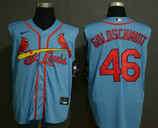 Men's St. Louis Cardinals #46 Paul Goldschmidt Light Blue 2020 Cool and Refreshing Sleeveless Fan Stitched MLB Nike Jersey