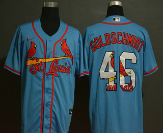 Men's St. Louis Cardinals #46 Paul Goldschmidt Light Blue Team Logo Stitched MLB Cool Base Nike Jersey