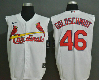 Men's St. Louis Cardinals #46 Paul Goldschmidt White 2020 Cool and Refreshing Sleeveless Fan Stitched MLB Nike Jersey