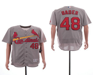 Men's St. Louis Cardinals #48 Harrison Bader Gray Road Stitched MLB Flex Base Jersey