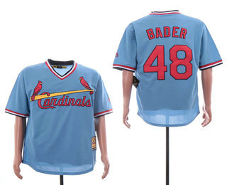 Men's St. Louis Cardinals #48 Harrison Bader Light Blue Cool Base Cooperstown Collection Player Jersey