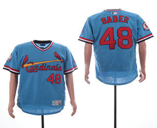 Men's St. Louis Cardinals #48 Harrison Bader Light Blue Pullover Stitched MLB Flex Base Jersey