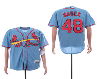 Men's St. Louis Cardinals #48 Harrison Bader Light Blue Stitched MLB Cool Base Jersey