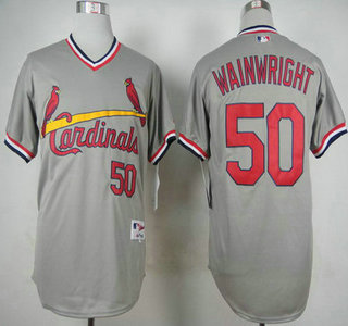 Men's St. Louis Cardinals #50 Adam Wainwright 1978 Gray Pullover Jersey