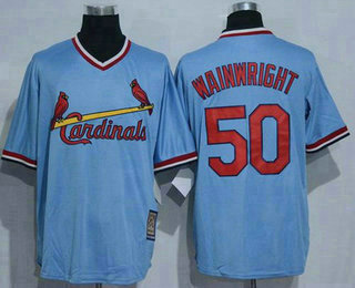 Men's St. Louis Cardinals #50 Adam Wainwright Blue Cooperstown Throwback Stitched MLB Jersey