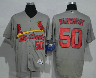 Men's St. Louis Cardinals #50 Adam Wainwright Gray Road 2016 Flexbase Majestic Baseball Jersey