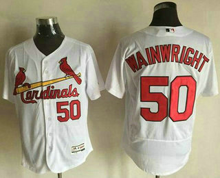 Men's St. Louis Cardinals #50 Adam Wainwright White Flexbase Authentic Collection Jersey