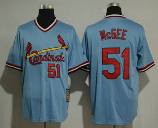 Men's St. Louis Cardinals #51 Willie McGee Light Blue Majestic Cool Base Cooperstown Collection Player Jersey