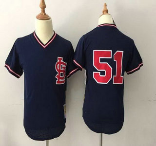 Men's St. Louis Cardinals #51 Willie McGee Mesh BP Navy Blue Throwback Jersey