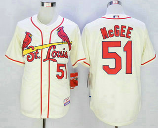 Men's St. Louis Cardinals #51 Willie McGee Retired Cream Cool Base Baseball Jersey