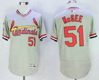 Men's St. Louis Cardinals #51 Willie McGee Retired Gray Pullover 2016 Flexbase Majestic Baseball Jersey