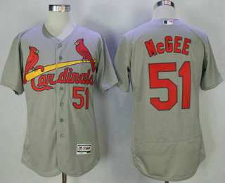 Men's St. Louis Cardinals #51 Willie McGee Retired Gray Road Stitched MLB Majestic Flex Base Jersey