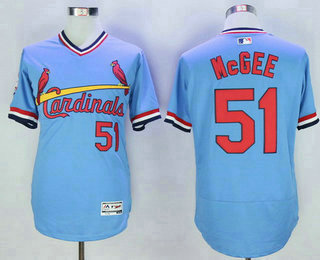 Men's St. Louis Cardinals #51 Willie McGee Retired Light Blue Pullover 2016 Flexbase Majestic Baseball Jersey