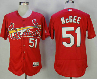 Men's St. Louis Cardinals #51 Willie McGee Retired Red Stitched MLB Majestic Flex Base Jersey