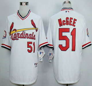 Men's St. Louis Cardinals #51 Willie McGee White 1982 Turn Back The Clock Jersey