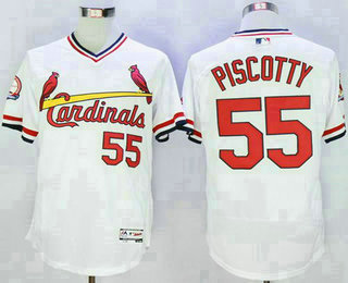 Men's St. Louis Cardinals #55 Stephen Piscotty Cooperstown White 2016 Flexbase Majestic Baseball Jersey