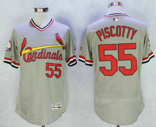 Men's St. Louis Cardinals #55 Stephen Piscotty Retired Gray Pullover 2016 Flexbase Majestic Baseball Jersey