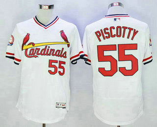 Men's St. Louis Cardinals #55 Stephen Piscotty Retired White Pullover 2016 Flexbase Majestic Baseball Jersey