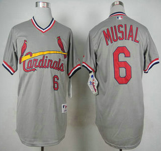 Men's St. Louis Cardinals #6 Stan Musial 1978 Gray Pullover Jersey