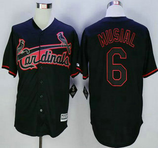 Men's St. Louis Cardinals #6 Stan Musial Black New Cool Base Fashion Jersey