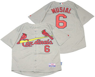 Men's St. Louis Cardinals #6 Stan Musial Gray  MLB Cool Base Jersey