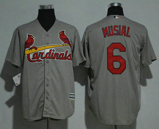 Men's St. Louis Cardinals #6 Stan Musial Gray Road Stitched MLB Majestic Cool Base Jersey