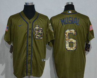 Men's St. Louis Cardinals #6 Stan Musial Green Salute To Service Stitched MLB Cool Base Nike Jersey