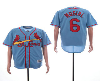 Men's St. Louis Cardinals #6 Stan Musial Light Blue Stitched MLB Cool Base Jersey