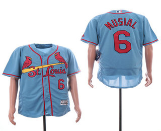 Men's St. Louis Cardinals #6 Stan Musial Light Blue Stitched MLB Flex Base Jersey