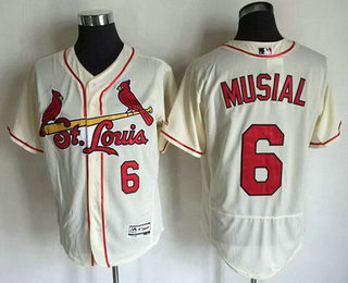 Men's St. Louis Cardinals #6 Stan Musial Retired Cream 2016 Flexbase Majestic Baseball Jersey