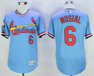 Men's St. Louis Cardinals #6 Stan Musial Retired Light Blue Pullover 2016 Flexbase Majestic Baseball Jersey