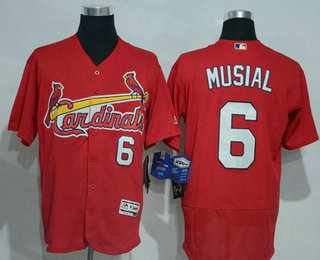 Men's St. Louis Cardinals #6 Stan Musial Retired Red 2016 Flexbase Majestic Baseball Jersey