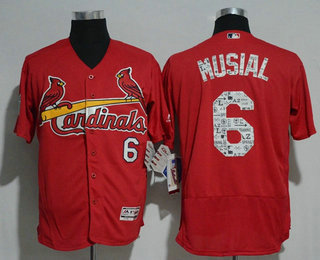 Men's St. Louis Cardinals #6 Stan Musial Retired Red 2017 Spring Training Stitched MLB Majestic Flex Base Jersey