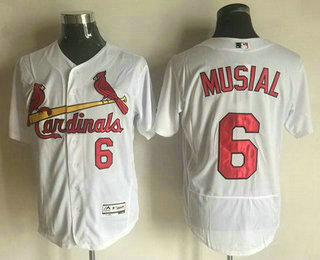 Men's St. Louis Cardinals #6 Stan Musial Retired White 2016 Flexbase Majestic Baseball Jersey