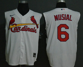 Men's St. Louis Cardinals #6 Stan Musial White 2020 Cool and Refreshing Sleeveless Fan Stitched MLB Nike Jersey