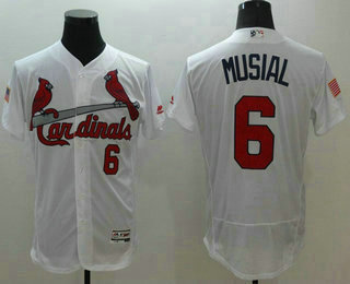 Men's St. Louis Cardinals #6 Stan Musial White Fashion Stars & Stripes 2016 Flexbase MLB Independence Day Jersey