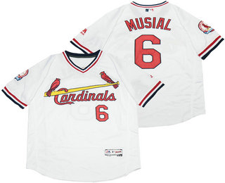 Men's St. Louis Cardinals #6 Stan Musial White Pullover 2016 Flexbase Baseball Jersey