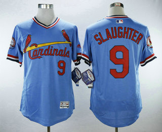 Men's St. Louis Cardinals #9 Enos Slaughter Light Blue Pullover Stitched MLB Flex Base Jersey