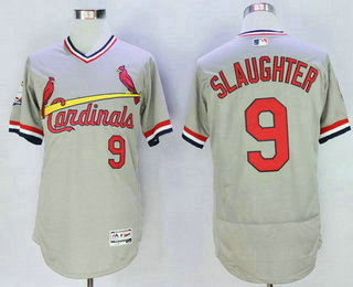 Men's St. Louis Cardinals #9 Enos Slaughter Retired Gray Pullover 2016 Flexbase Majestic Baseball Jersey