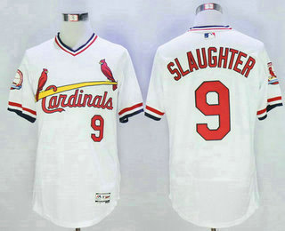 Men's St. Louis Cardinals #9 Enos Slaughter Retired White Pullover 2016 Flexbase Majestic Baseball Jersey