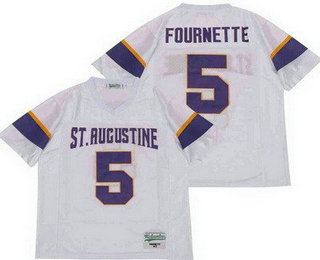 Men's St Augustine High School Saints #5 Leonard Fournette White Football Jersey