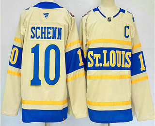 Men's St Louis Blues #10 Brayden Schenn Cream 2024 Winter Classic Stitched Jersey